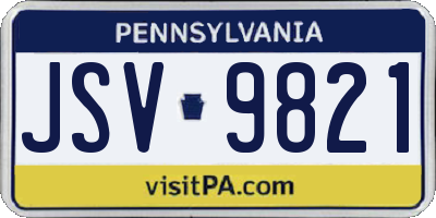 PA license plate JSV9821