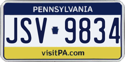 PA license plate JSV9834