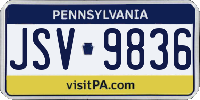 PA license plate JSV9836