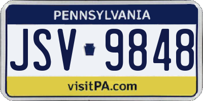 PA license plate JSV9848