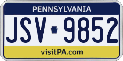 PA license plate JSV9852