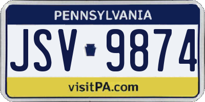 PA license plate JSV9874