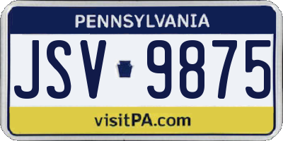 PA license plate JSV9875