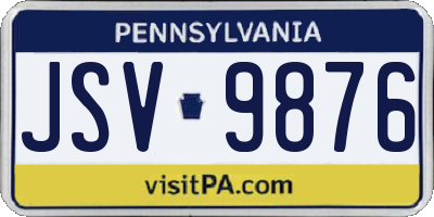 PA license plate JSV9876