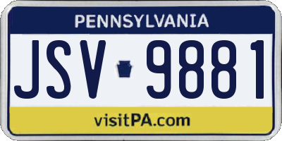 PA license plate JSV9881