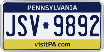 PA license plate JSV9892