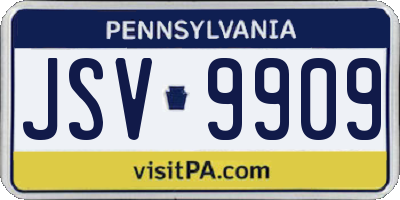 PA license plate JSV9909