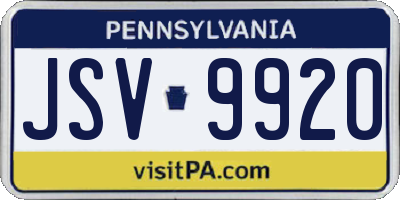 PA license plate JSV9920