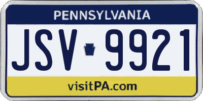 PA license plate JSV9921