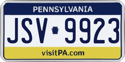 PA license plate JSV9923