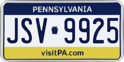 PA license plate JSV9925