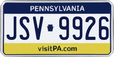 PA license plate JSV9926
