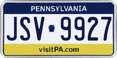 PA license plate JSV9927