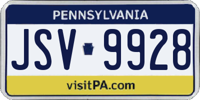 PA license plate JSV9928