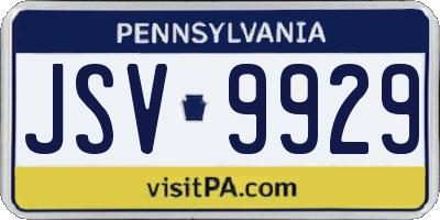 PA license plate JSV9929
