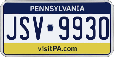 PA license plate JSV9930