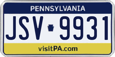 PA license plate JSV9931