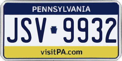 PA license plate JSV9932