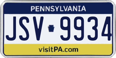 PA license plate JSV9934