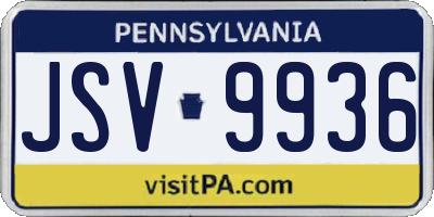 PA license plate JSV9936