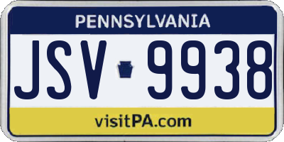 PA license plate JSV9938