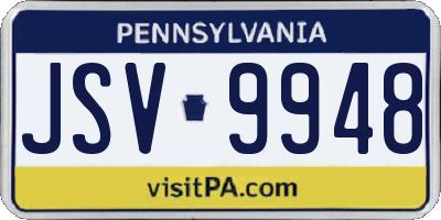 PA license plate JSV9948