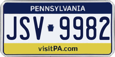 PA license plate JSV9982