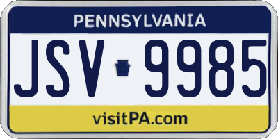 PA license plate JSV9985