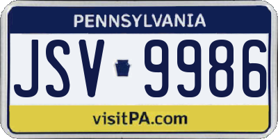 PA license plate JSV9986