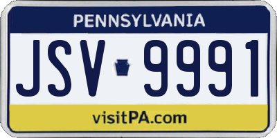 PA license plate JSV9991