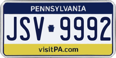PA license plate JSV9992