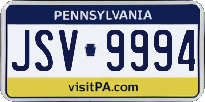 PA license plate JSV9994