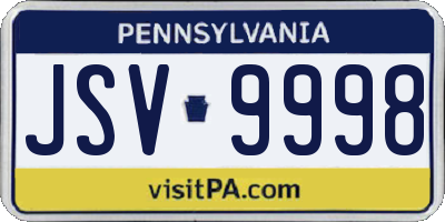 PA license plate JSV9998