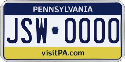 PA license plate JSW0000
