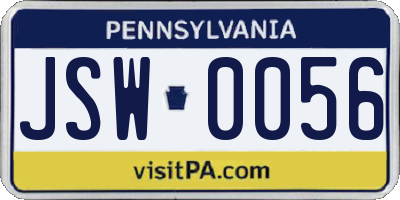 PA license plate JSW0056