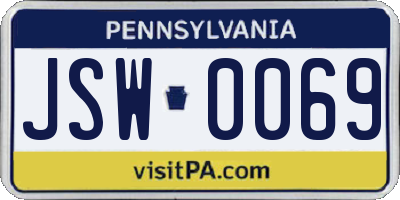 PA license plate JSW0069