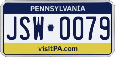 PA license plate JSW0079
