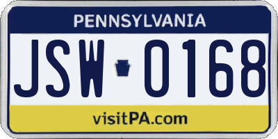 PA license plate JSW0168