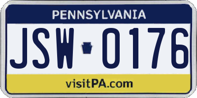 PA license plate JSW0176