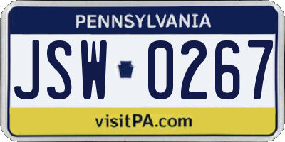 PA license plate JSW0267