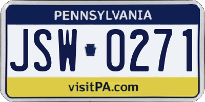 PA license plate JSW0271