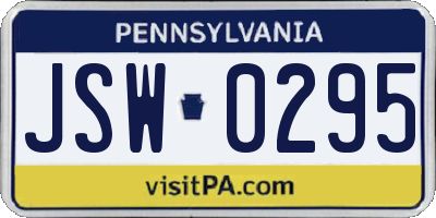 PA license plate JSW0295