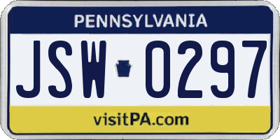 PA license plate JSW0297