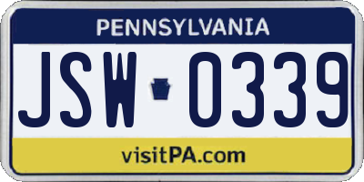 PA license plate JSW0339