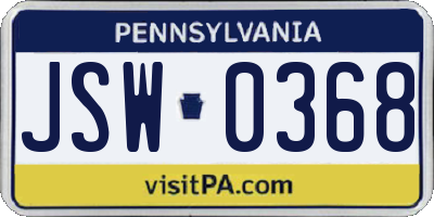PA license plate JSW0368