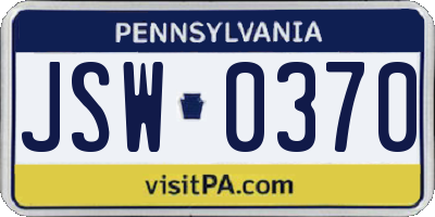 PA license plate JSW0370