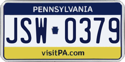 PA license plate JSW0379
