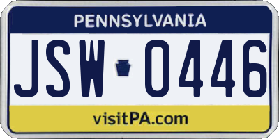 PA license plate JSW0446