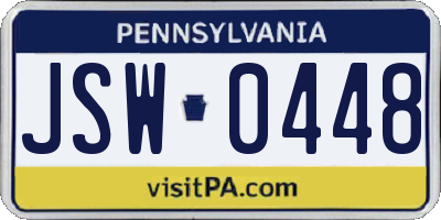PA license plate JSW0448