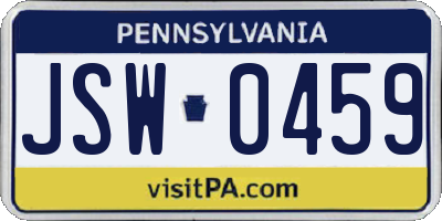 PA license plate JSW0459